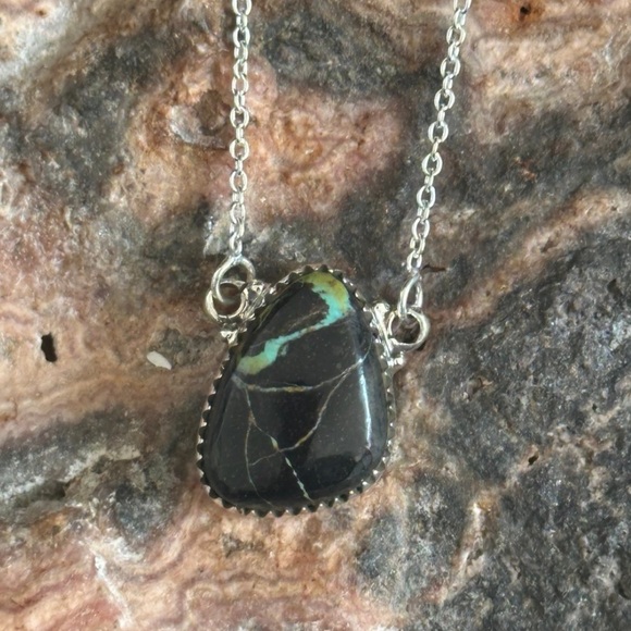 Blackjack turquoise southwestern sterling silver necklace